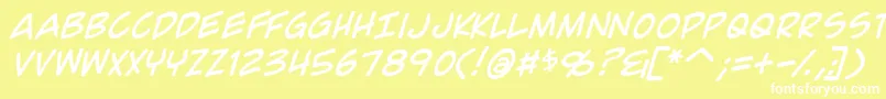 ComicGeekItalic Font – White Fonts on Yellow Background
