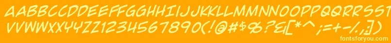 ComicGeekItalic Font – Yellow Fonts on Orange Background