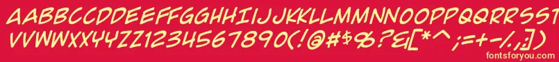 ComicGeekItalic-Schriftart – Gelbe Schriften auf rotem Hintergrund