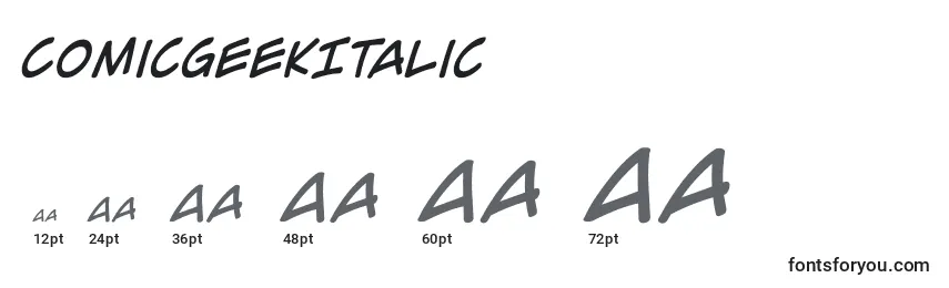 Размеры шрифта ComicGeekItalic