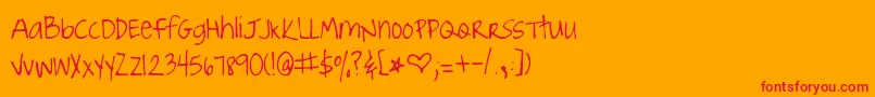 JoyfulJuliana-Schriftart – Rote Schriften auf orangefarbenem Hintergrund