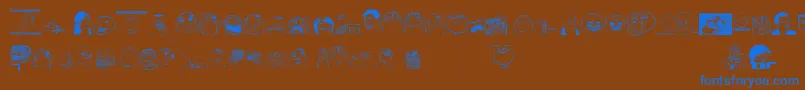 フォントMemetica – 茶色の背景に青い文字