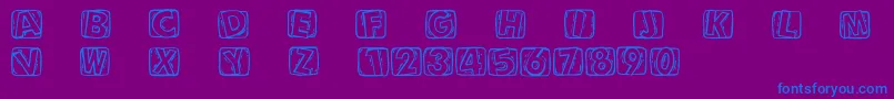 Woodcuttedcaps Font – Blue Fonts on Purple Background