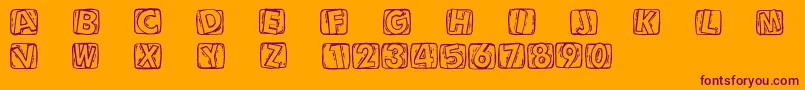 Шрифт Woodcuttedcaps – фиолетовые шрифты на оранжевом фоне