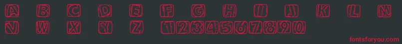 フォントWoodcuttedcaps – 黒い背景に赤い文字