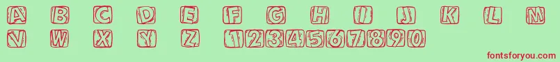Woodcuttedcaps Font – Red Fonts on Green Background