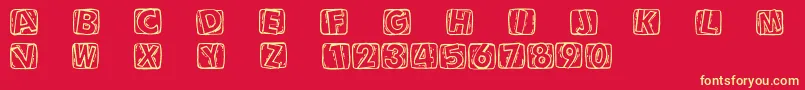 Woodcuttedcaps Font – Yellow Fonts on Red Background