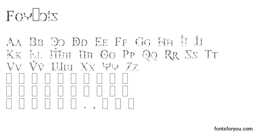 A fonte Foy3cis – alfabeto, números, caracteres especiais