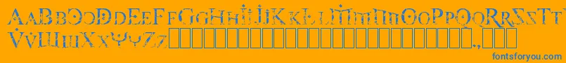Foy3cis-Schriftart – Blaue Schriften auf orangefarbenem Hintergrund