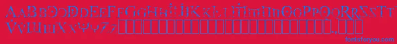 Foy3cis-Schriftart – Blaue Schriften auf rotem Hintergrund