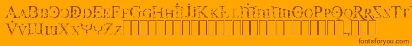 Foy3cis-Schriftart – Braune Schriften auf orangefarbenem Hintergrund