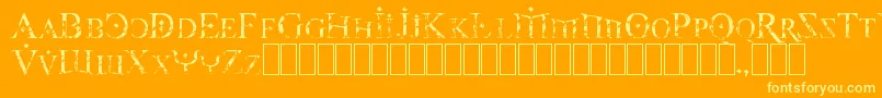 Foy3cis-Schriftart – Gelbe Schriften auf orangefarbenem Hintergrund