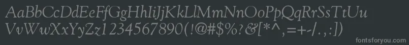 Fonte GoliathdbItalic – fontes cinzas em um fundo preto