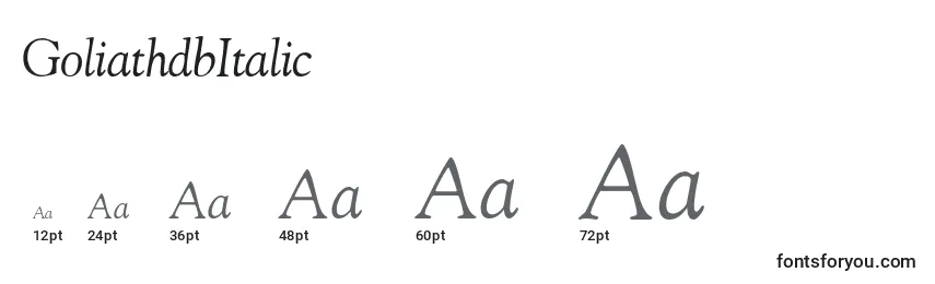 GoliathdbItalic Font Sizes