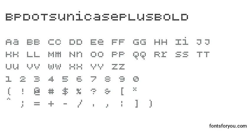 Шрифт Bpdotsunicaseplusbold – алфавит, цифры, специальные символы