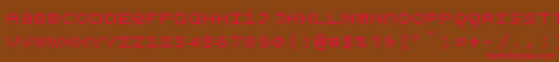 フォントBpdotsunicaseplusbold – 赤い文字が茶色の背景にあります。