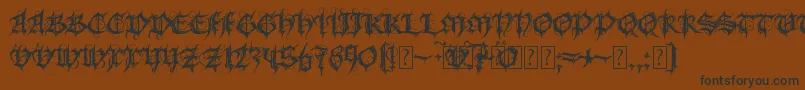 Fonte MbGothicSpell – fontes pretas em um fundo marrom