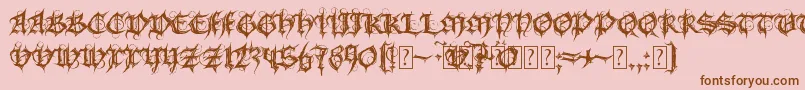 Fonte MbGothicSpell – fontes marrons em um fundo rosa