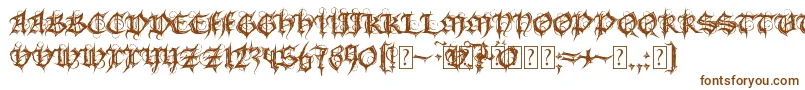 MbGothicSpell-Schriftart – Braune Schriften auf weißem Hintergrund