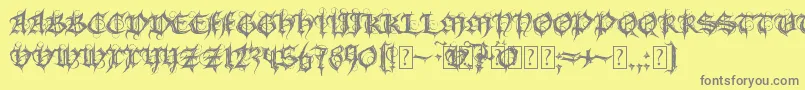 Fonte MbGothicSpell – fontes cinzas em um fundo amarelo