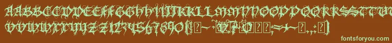 Fonte MbGothicSpell – fontes verdes em um fundo marrom