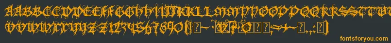 Fonte MbGothicSpell – fontes laranjas em um fundo preto