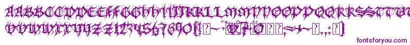 MbGothicSpell-Schriftart – Violette Schriften auf weißem Hintergrund