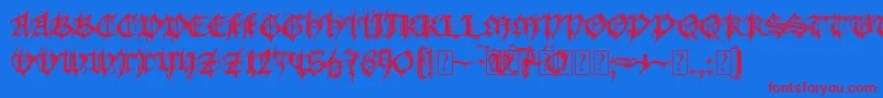 MbGothicSpell Font – Red Fonts on Blue Background