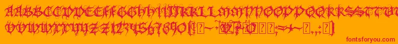 MbGothicSpell Font – Red Fonts on Orange Background