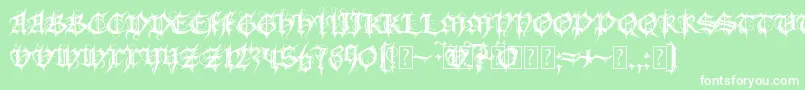 Fonte MbGothicSpell – fontes brancas em um fundo verde