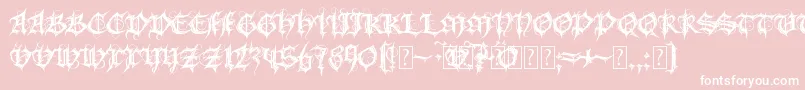 Fonte MbGothicSpell – fontes brancas em um fundo rosa