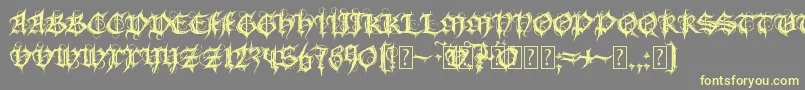 Fonte MbGothicSpell – fontes amarelas em um fundo cinza