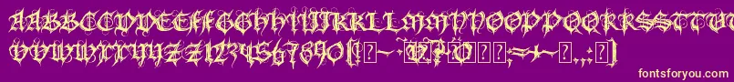 MbGothicSpell-Schriftart – Gelbe Schriften auf violettem Hintergrund