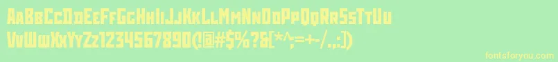 フォントRodchenkocondcBold – 黄色の文字が緑の背景にあります