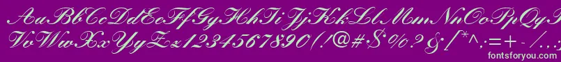 Fonte KuenstlerScriptLtBlack – fontes verdes em um fundo violeta
