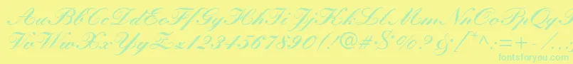 KuenstlerScriptLtBlack-Schriftart – Grüne Schriften auf gelbem Hintergrund