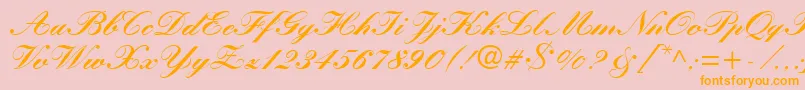 Weitere Informationen zur KuenstlerScriptLtBlack-Schriftart KuenstlerScriptLtBlack-Schriftart – Orangefarbene Schriften auf rosa Hintergrund