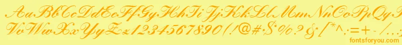 Fonte KuenstlerScriptLtBlack – fontes laranjas em um fundo amarelo