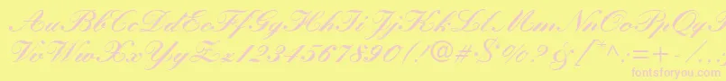 KuenstlerScriptLtBlack-Schriftart – Rosa Schriften auf gelbem Hintergrund
