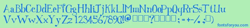 Franks Font – Blue Fonts on Green Background