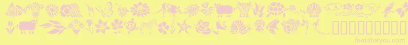 GeElementsOfNatureIi-fontti – vaaleanpunaiset fontit keltaisella taustalla