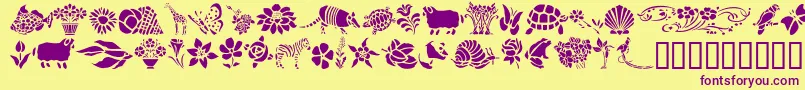 GeElementsOfNatureIi Font – Purple Fonts on Yellow Background