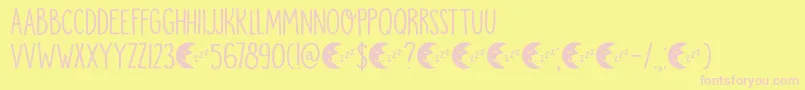 DkMoonlightSerenade-Schriftart – Rosa Schriften auf gelbem Hintergrund