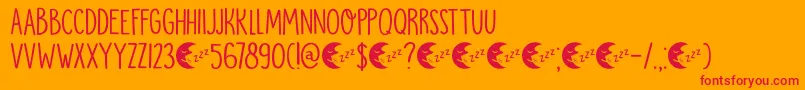 Czcionka DkMoonlightSerenade – czerwone czcionki na pomarańczowym tle