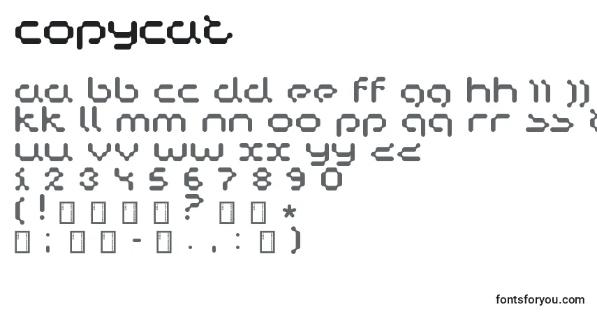 Czcionka Copycat – alfabet, cyfry, specjalne znaki
