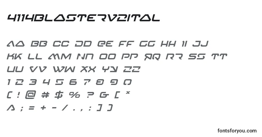 Czcionka 4114blasterv2ital – alfabet, cyfry, specjalne znaki
