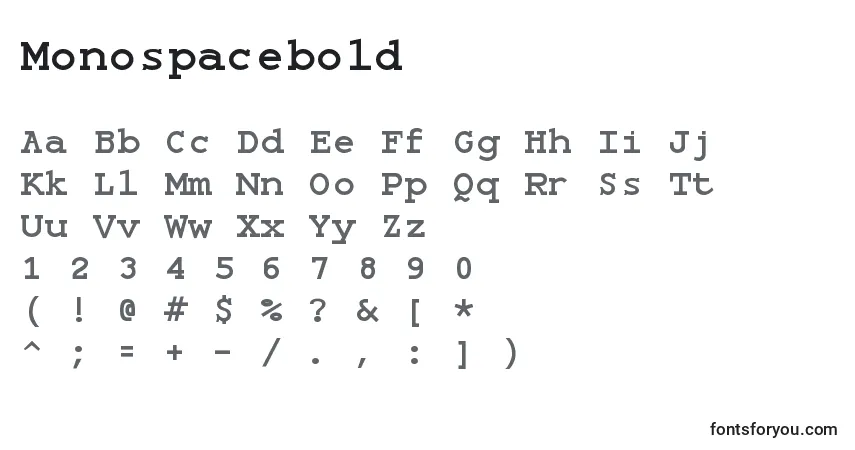 A fonte Monospacebold – alfabeto, números, caracteres especiais