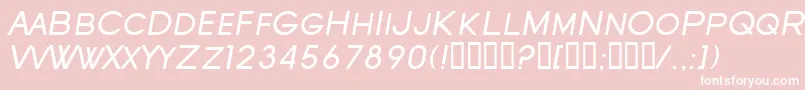 Fonte SfOldRepublicScItalic – fontes brancas em um fundo rosa
