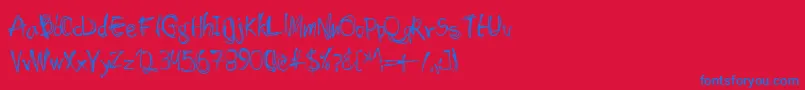 Shockheaded-Schriftart – Blaue Schriften auf rotem Hintergrund