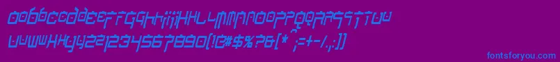 NipponTechCondensedItalic Font – Blue Fonts on Purple Background